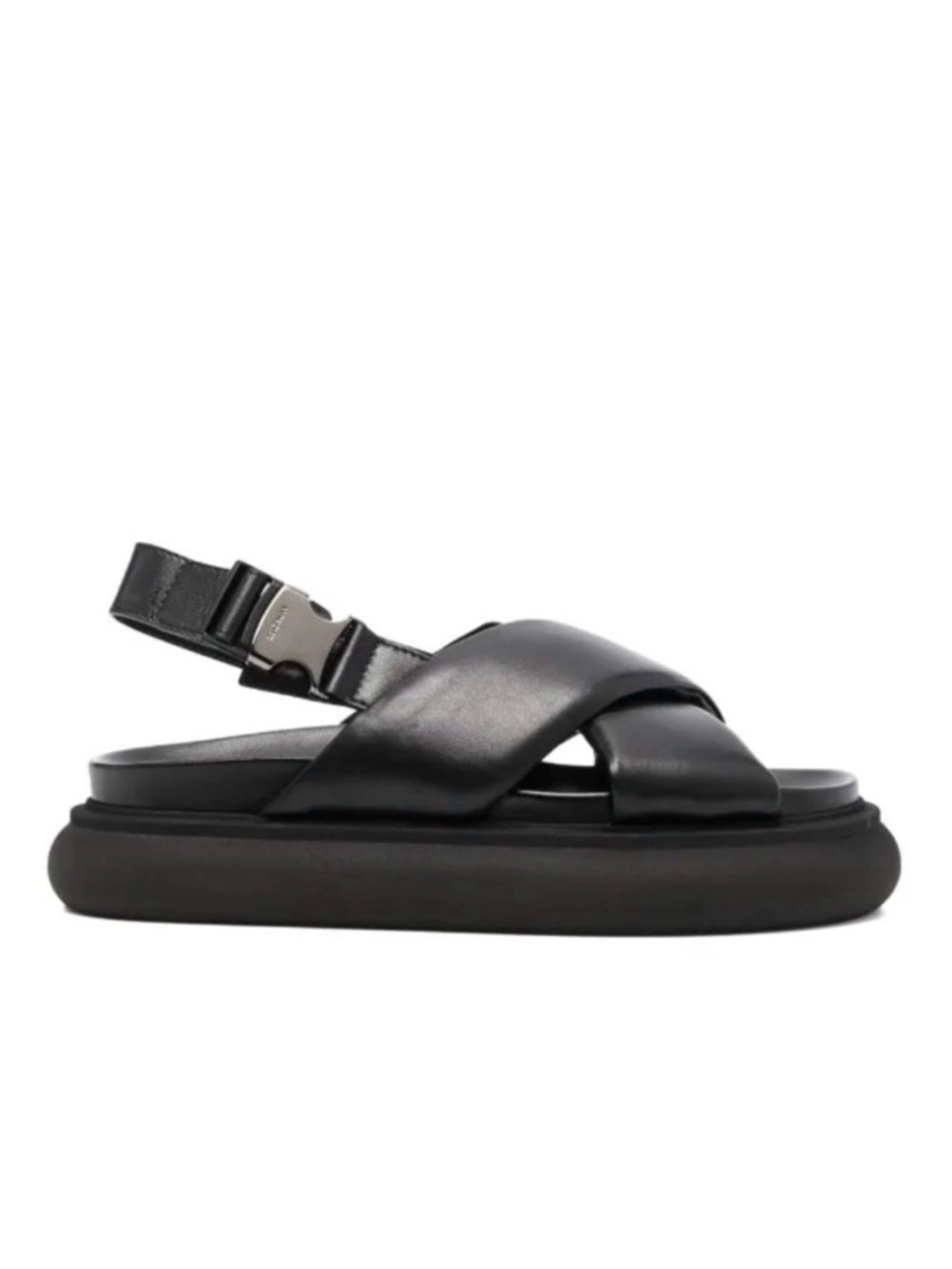 Moncler Women Black Solarisse Cross-Strap Leather Sandals Platform 40/10 US